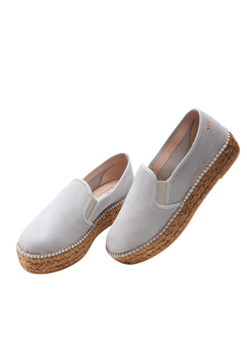 Viscata Castell Canvas Espadrille Platforms In Ash