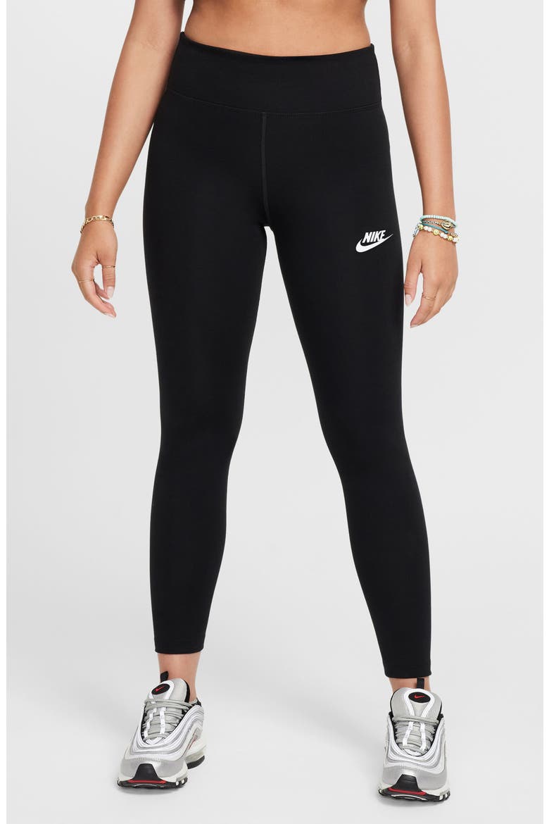 Kids' Sportswear Classics High Waist Leggings, Main, color, BLACK/ WHITE