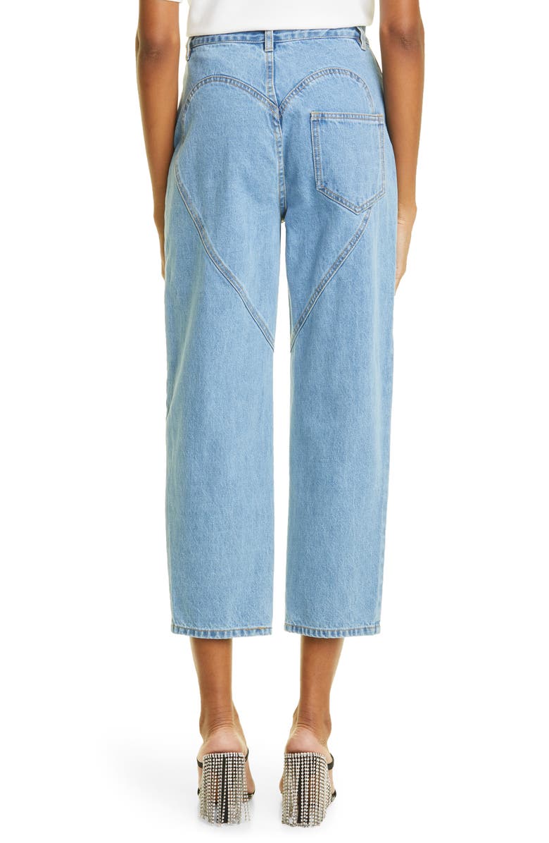 Area Crystal Cutout Butterfly High Waist Crop Straight Leg Jeans, Alternate, color,