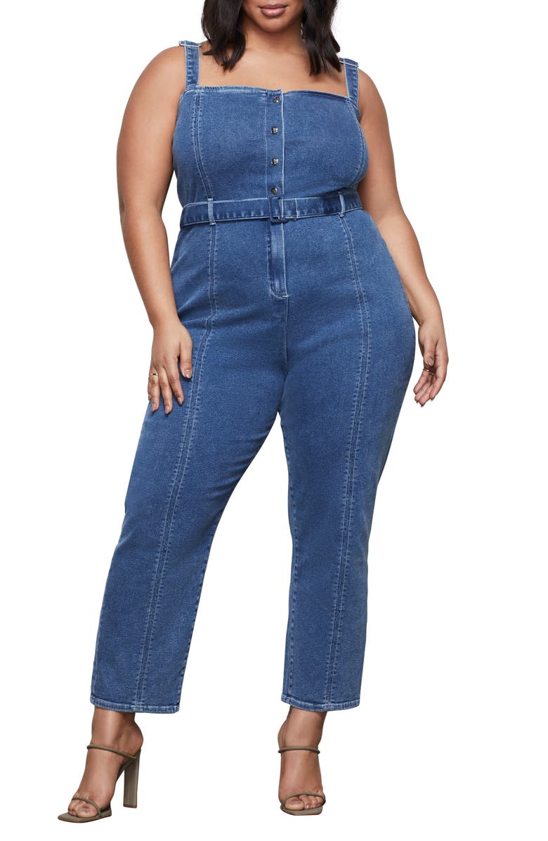 Good American Belted Sleeveless Jumpsuit, Alternate, color,