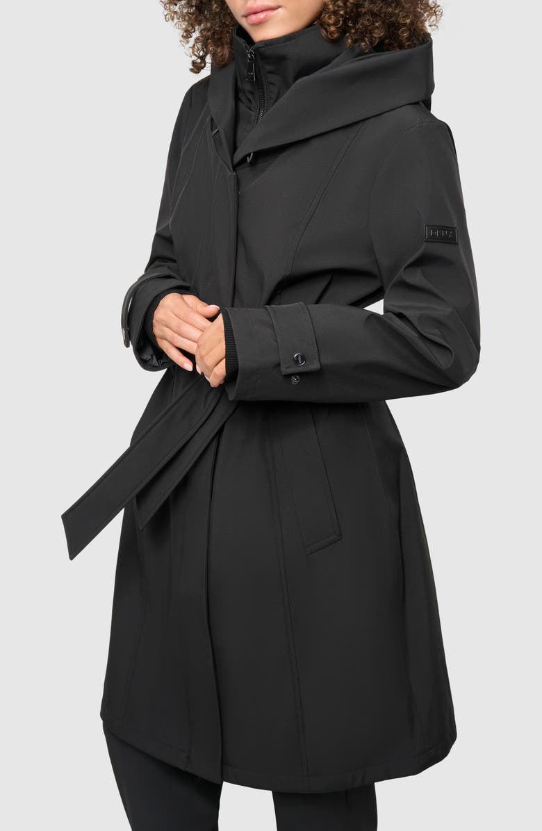 DKNY Hooded Belted Softshell Jacket with Bib, Alternate, color,