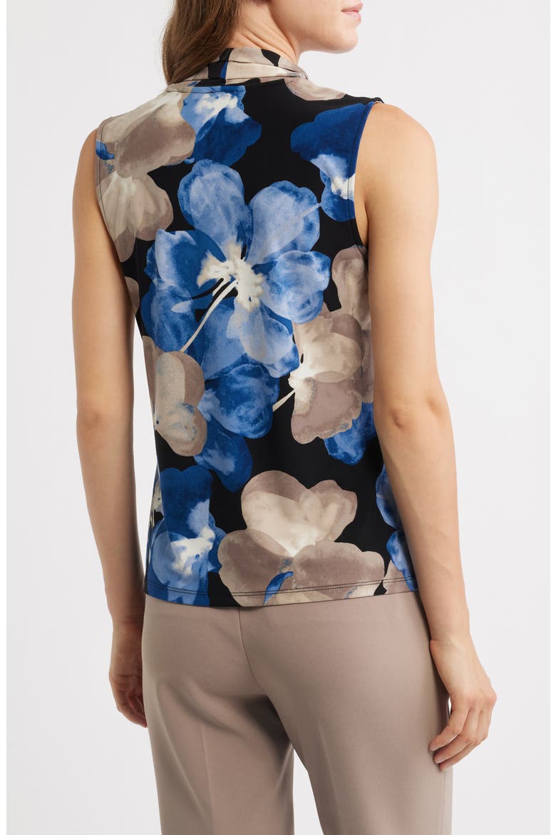 Triple Pleat Floral Sleeveless Top, Alternate, color, ANNE BLACK/ DUTCH BLUE MULTI
