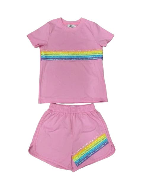 Rainbow Sequin Short Set