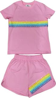Lola + The Boys Rainbow Sequin Short Set