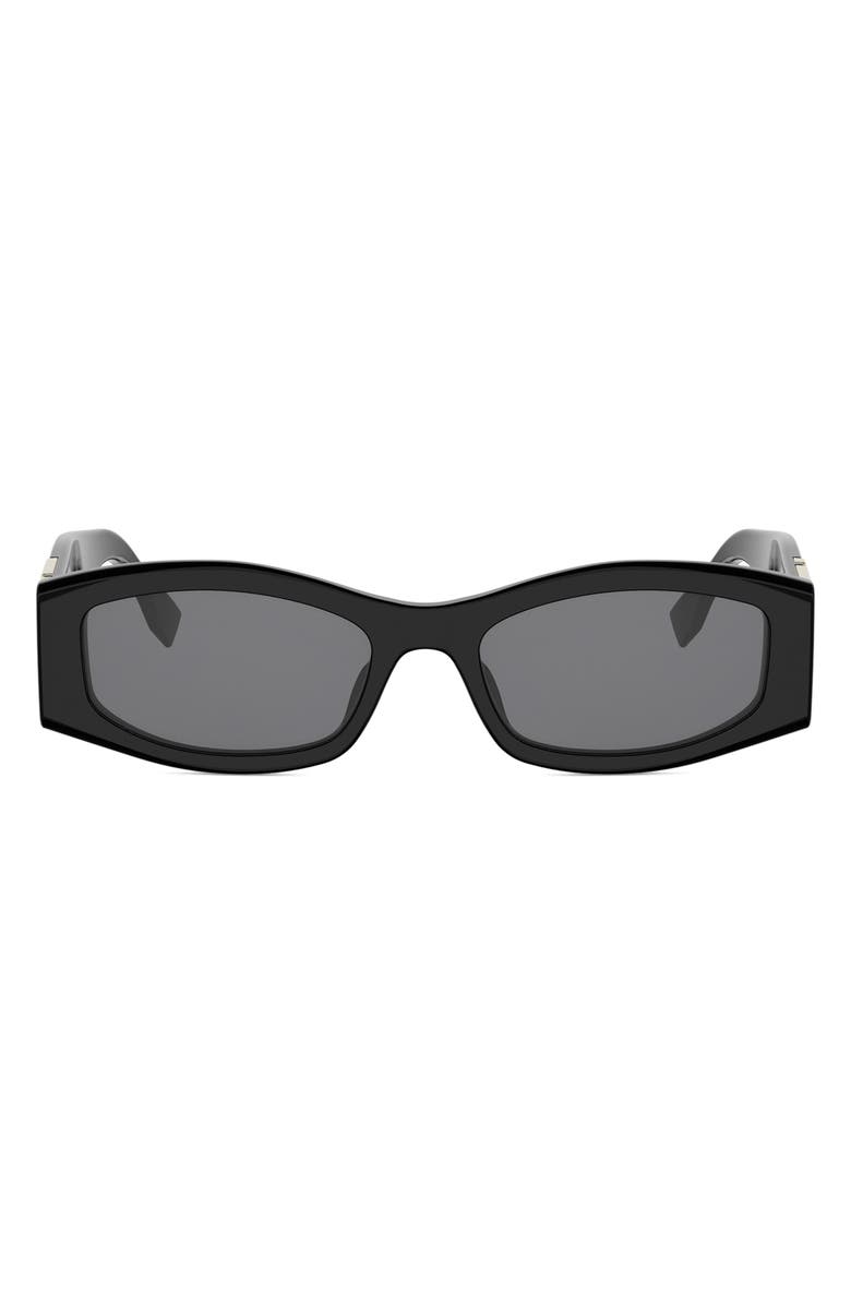 Fendi Forever Fendi 54mm Rectangular Sunglasses, Main, color, Shiny Black / Smoke