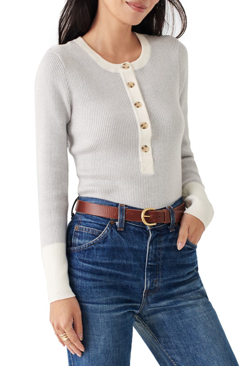 Mikki Organic Cotton & Cashmere Henley Sweater, Main, color, NEUTRAL COLORBLOCK