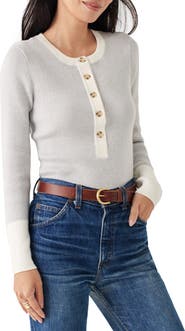 Faherty Mikki Organic Cotton & Cashmere Henley Sweater