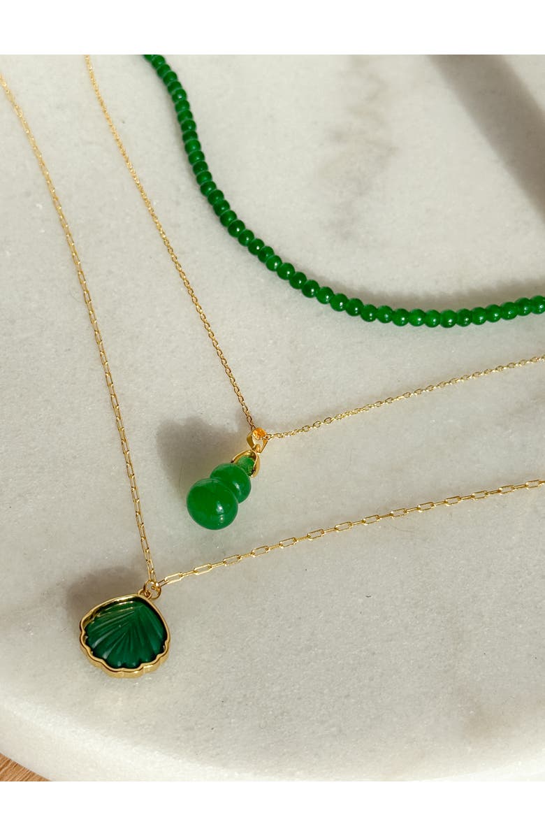 seree Shell Green Jade Stone Pendant Necklace, Alternate, color, Green