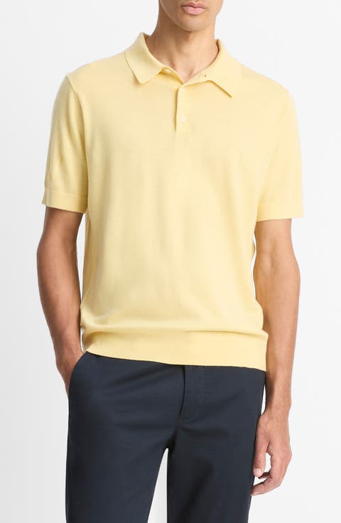 Short Sleeve Wool & Cashmere Polo Sweater