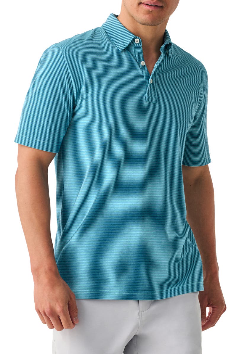 Faherty Movement Stripe Piqué Polo, Main, color, 