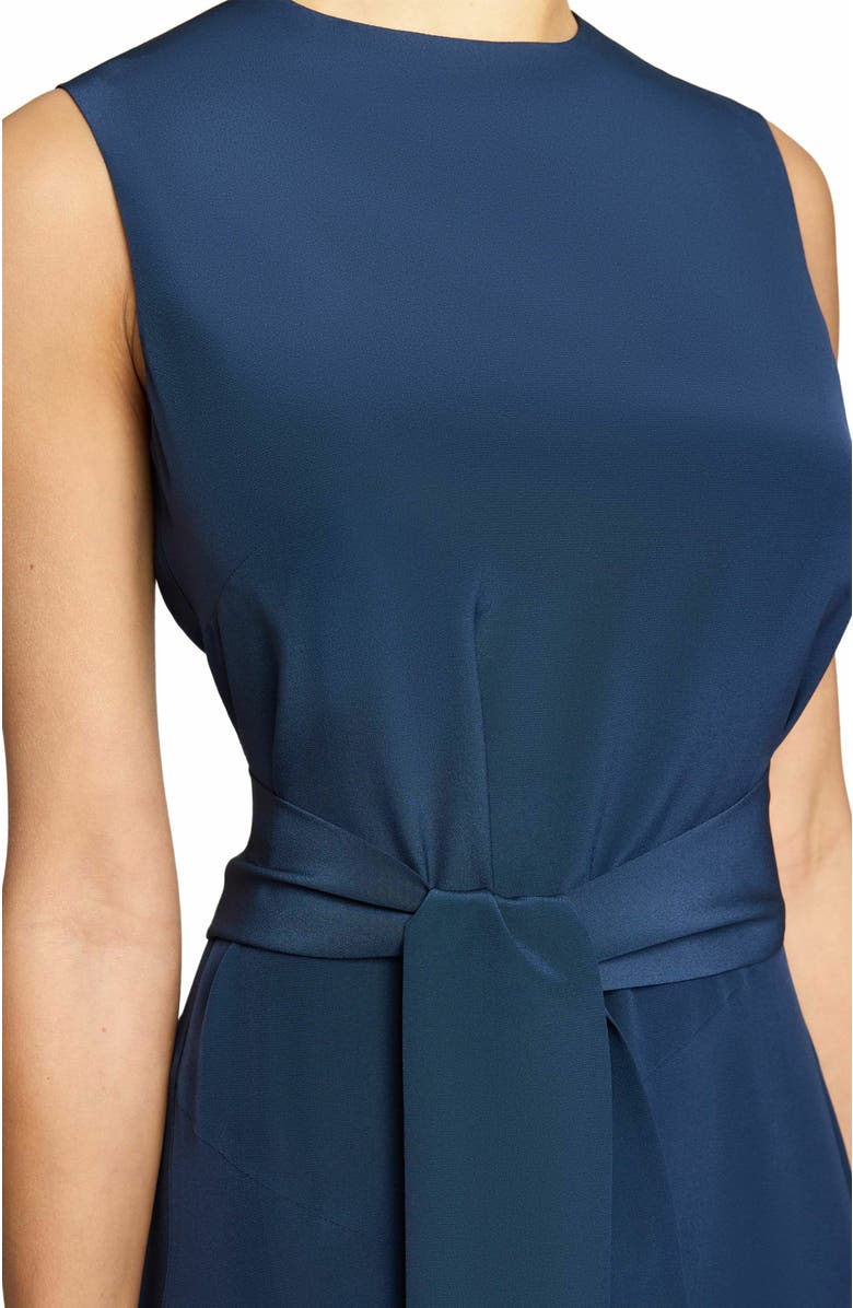 Santorelli CECILIA Sleeveless Midi Dress with Asymmetrical Hemline in Silk Crepe de Chine, Alternate, color, 