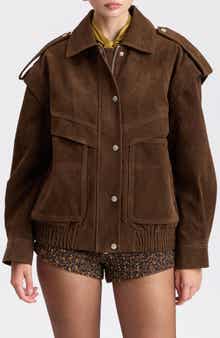Faux Suede Bomber Jacket