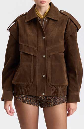 Faux Suede Bomber Jacket