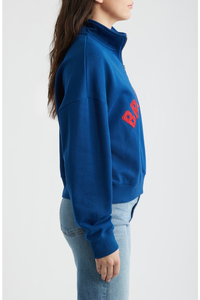 Oversize Cotton Half Zip Sweatshirt, Alternate, color, NAVY PEONY