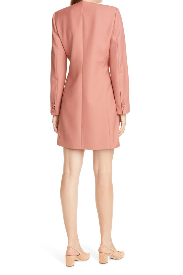 Long Sleeve Double Breasted Wool Blazer Dress, Alternate, color, ROSEWOOD