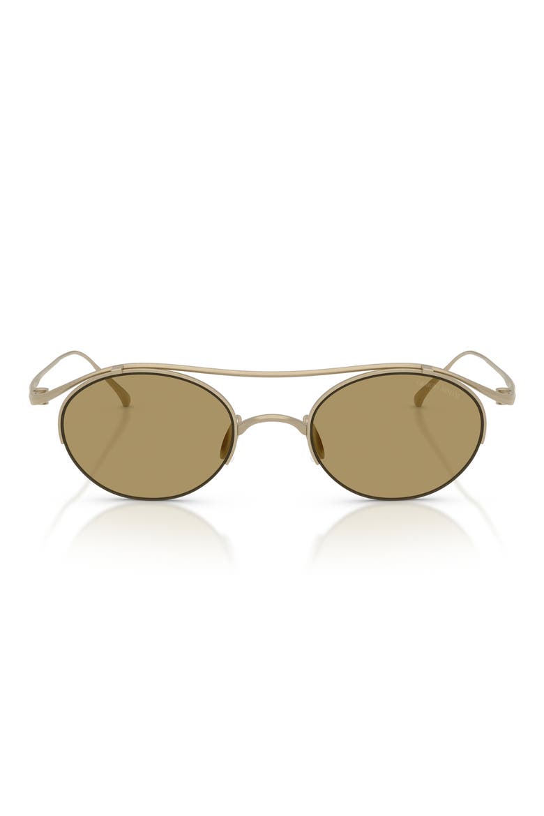 49mm Oval Sunglasses, Main, color, MATTE BRUSHED GOLD / GREEN