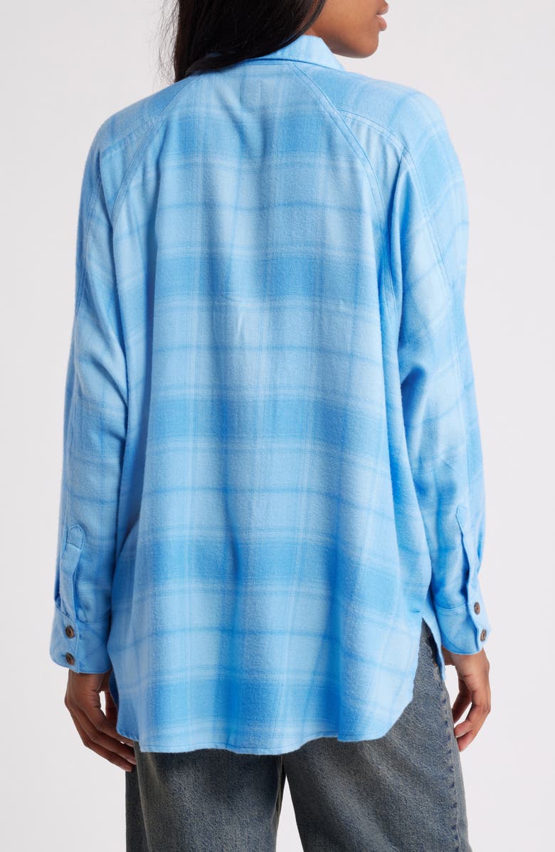 BDG Urban Outfitters Brendan Plaid High-Low Hem Button-Up Shirt, Alternate, color, Tonal Blue