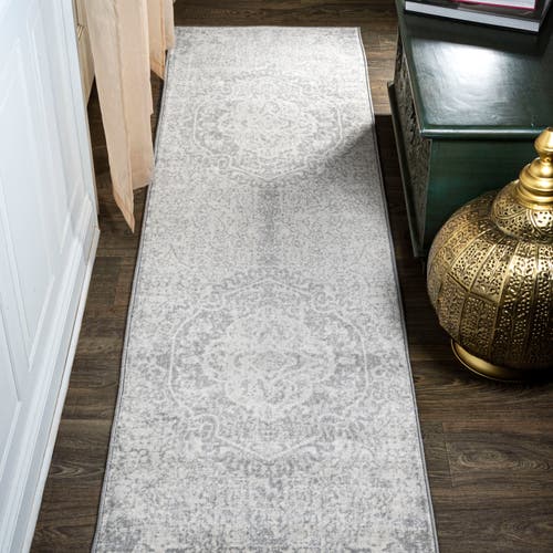 Jonathan Y Modern Persian Vintage Medallion Area Rug In Gray/ivory
