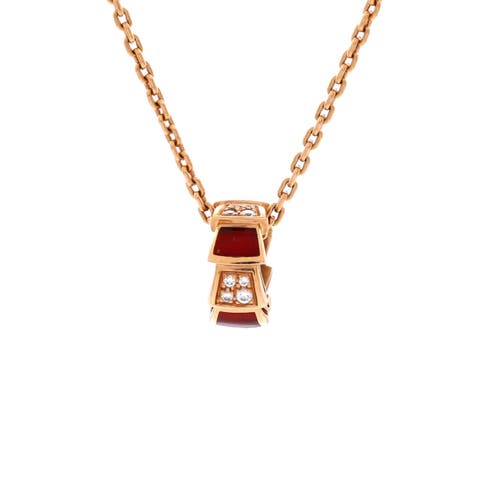 Serpenti Viper Pendant Necklace 18K Rose Gold with Carnelian and Diamonds