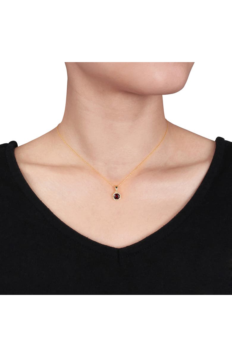 Julianna B. Garnet & Diamond Halo Pendant Necklace 10k, Alternate, color,