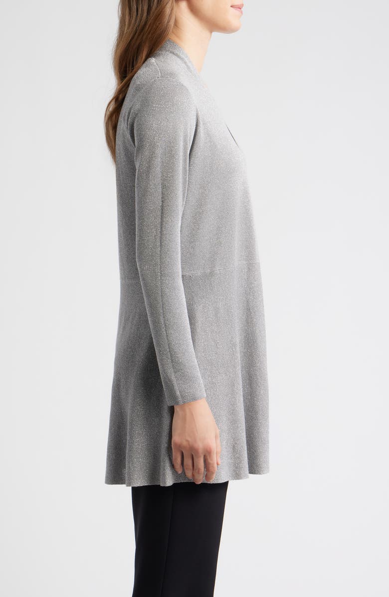 Anne Klein Montery Metallic Open Front Cardigan, Alternate, color, Silver Grey Heather