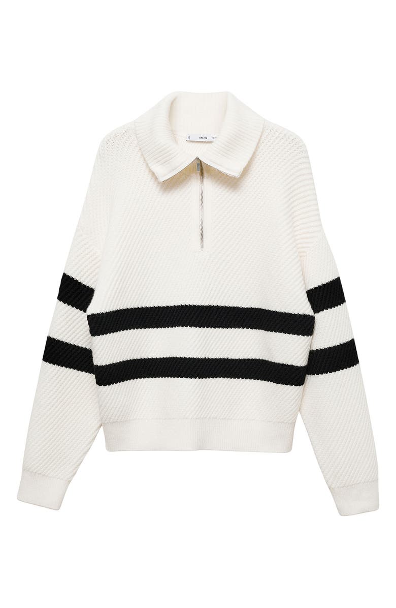 MANGO Stripe Quarter Zip Sweater, Alternate, color,