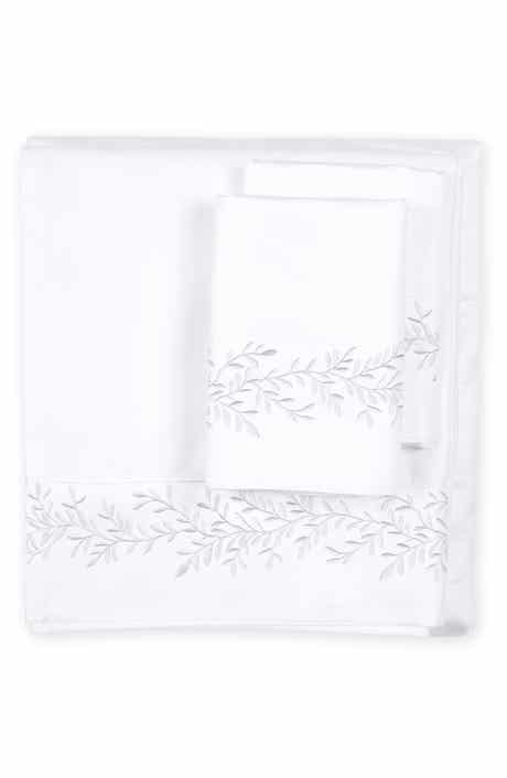 Floral Leaf Embroidered 600 Thread Count 100% Cotton Sheets