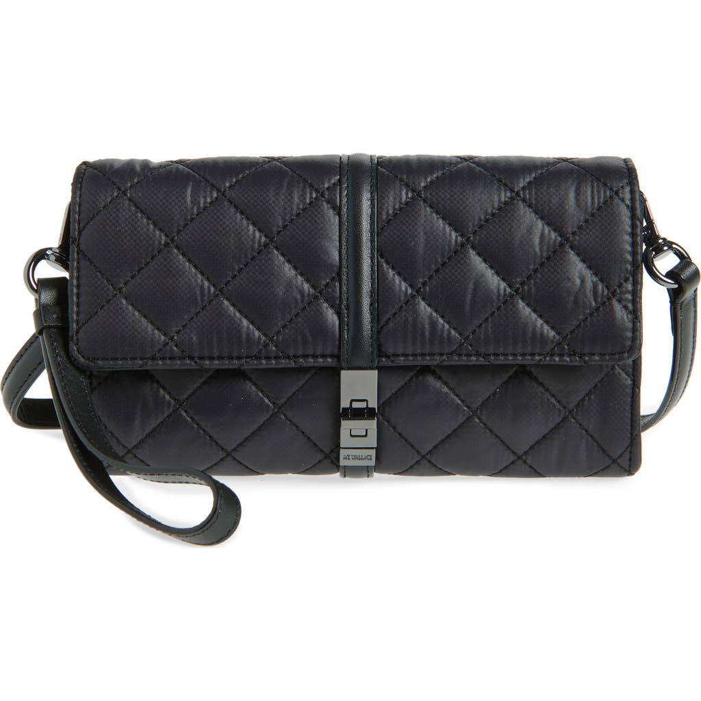 Mz Wallace Astor Diamond Quilted Nylon Convertible Crossbody Bag In Black