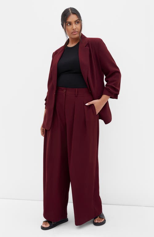 City Chic Abbie Wide Leg Pants In Burgundy