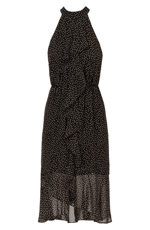 ADRIANNA PAPELL ADRIANNA PAPELL SHIRRED DOT CHIFFON DRESS