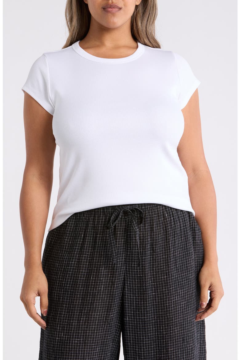 Rib Crewneck Organic Cotton T-Shirt, Main, color, WHITE