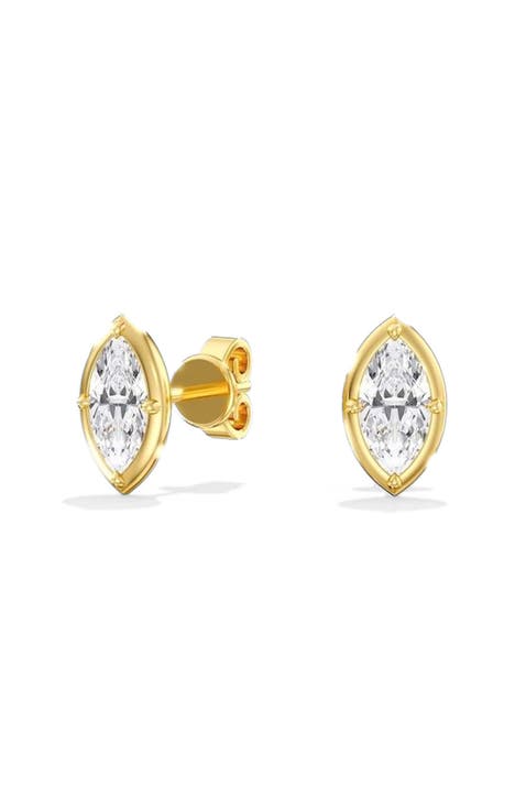 Gold Frame Marquise Lab Diamond Studs in 14K Gold
