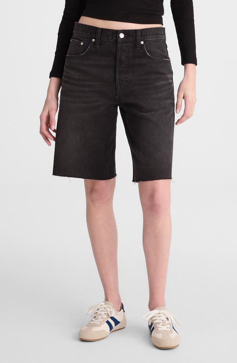 The Essex Long Baggy Denim Shorts (Ashen Black)