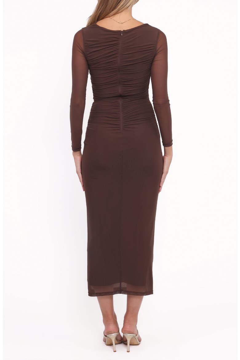 Honor Long Sleeve Mesh Dress, Alternate, color, CHOCOLATE