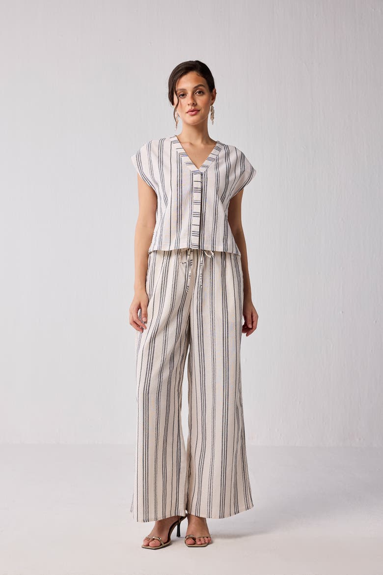 Wide-Leg Drawstring Pants, Alternate, color, White