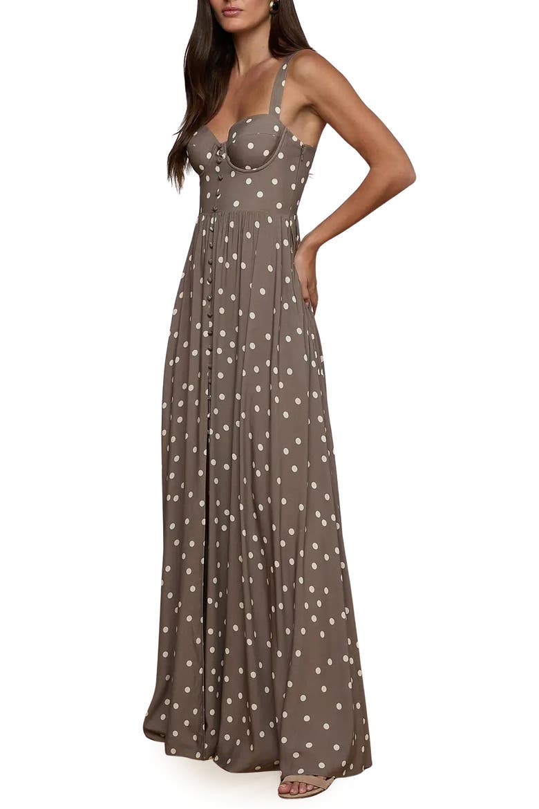 Rosette Dot Sleeveless Maxi Dress, Alternate, color, CARDAMOM/ ECRU POLKA DOT