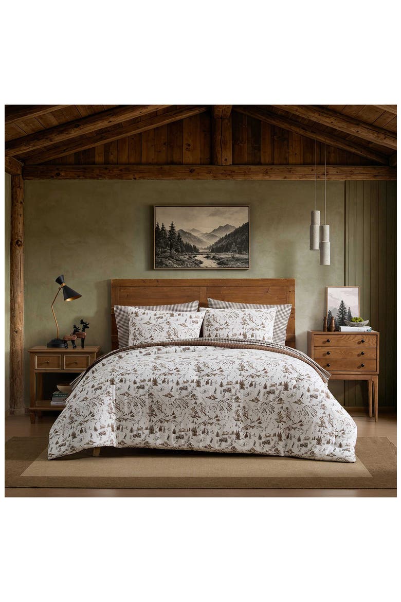 Ski Hill Reversible Comforter Set, Alternate, color, BROWN/ WHITE