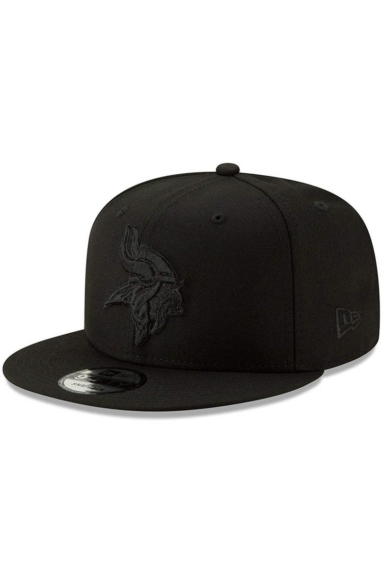 New Era Men's New Era Black Minnesota Vikings Black On Black 9FIFTY Adjustable Hat, Main, color, 