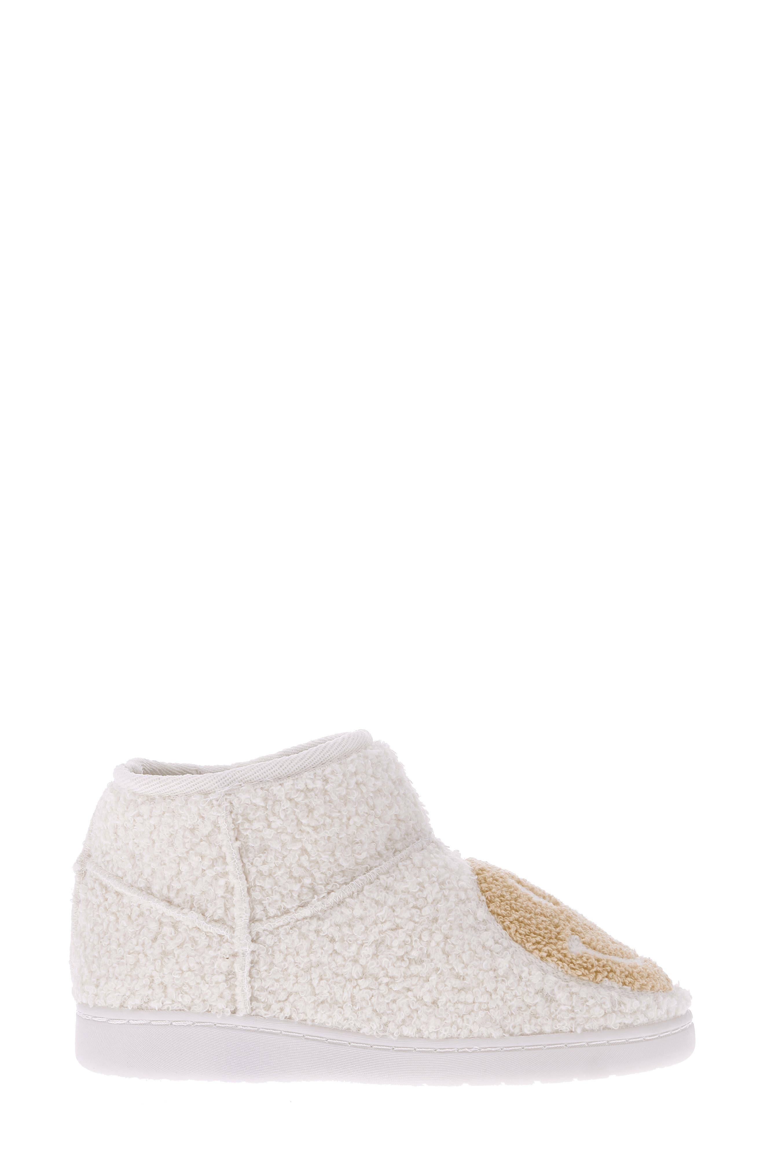 Chill Smiley Faux Shearling Bootie Slipper, Alternate, color, OATMEAL HAPPY FACE
