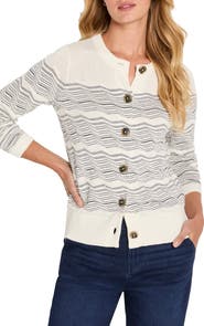 NIC+ZOE Zigzag Stripe Linen Blend Cardigan