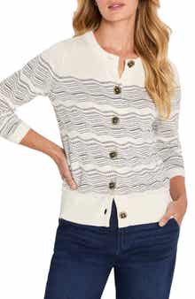 NIC+ZOE Zigzag Stripe Linen Blend Cardigan