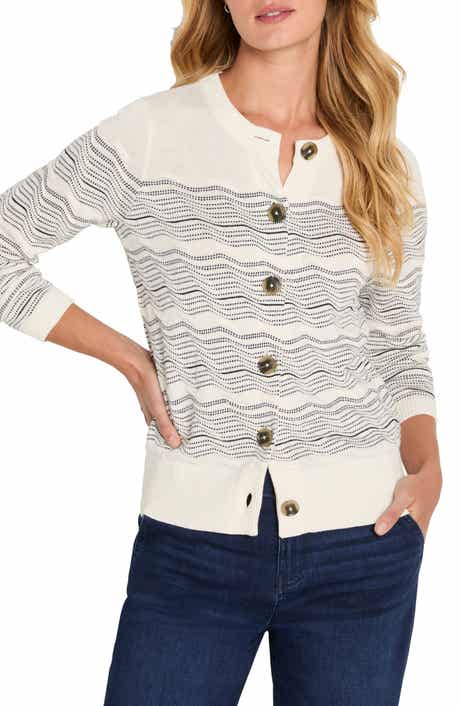NIC+ZOE Zigzag Stripe Linen Blend Cardigan