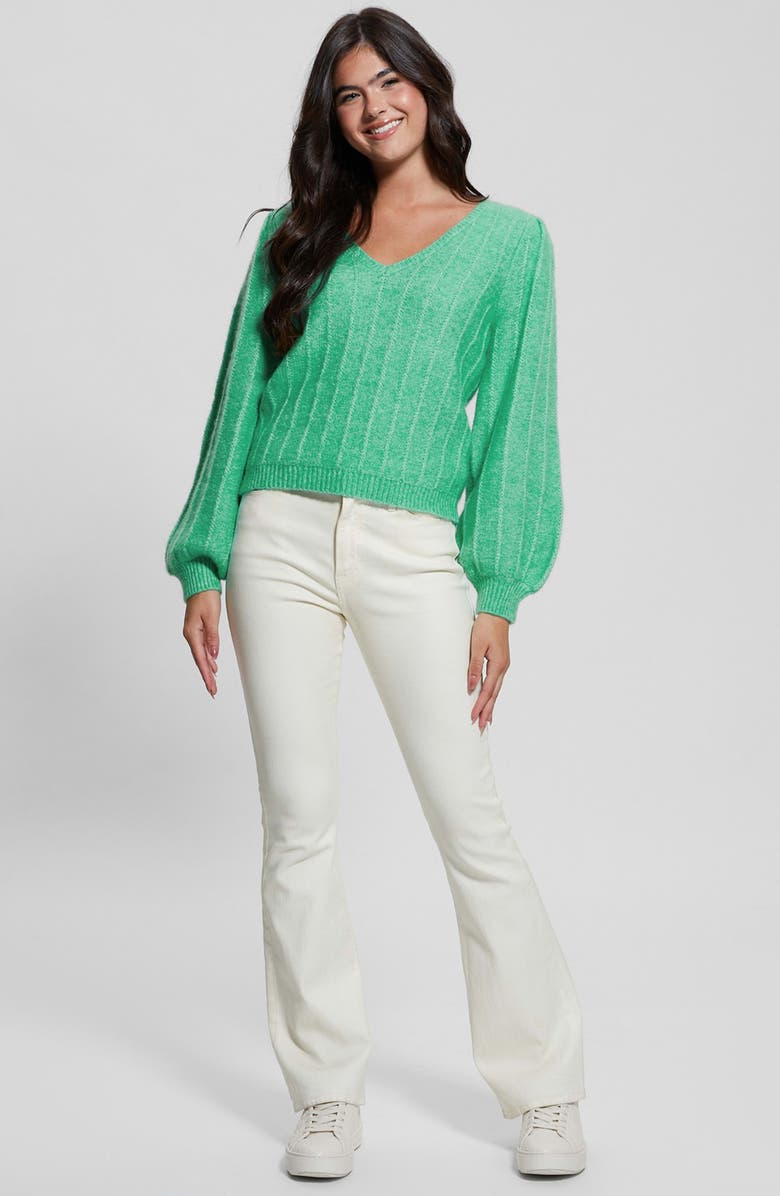 GUESS Madeline Pointelle Detail Sweater, Alternate, color, Sea Glass Green