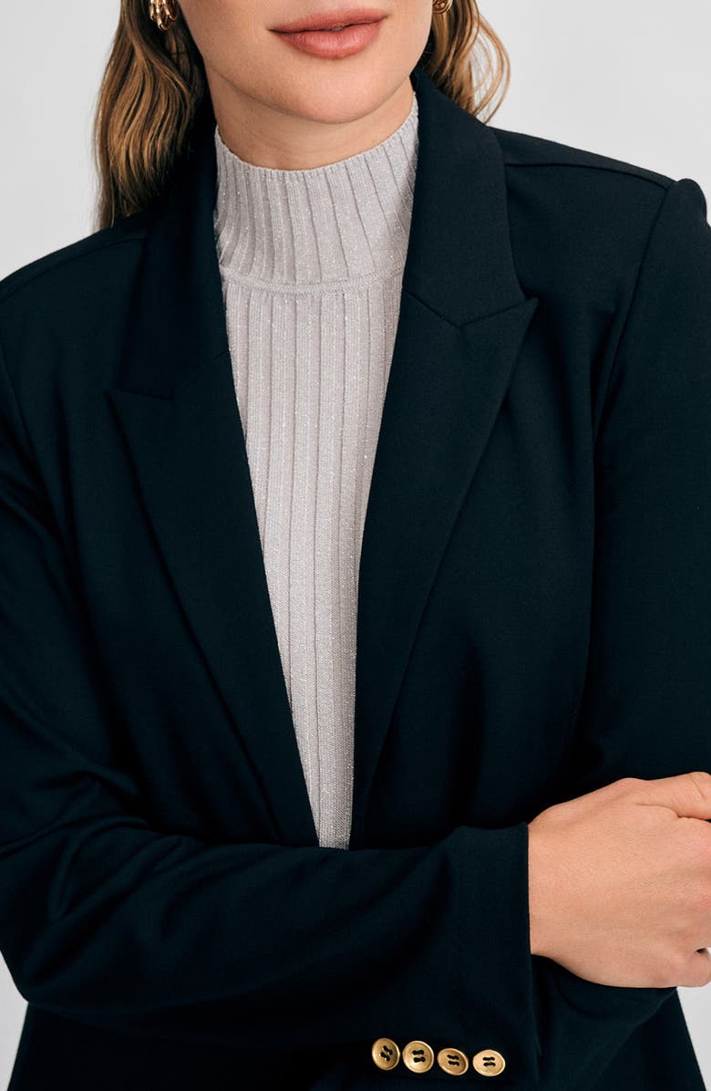 Isaac Mizrahi New York One-Button Ponte Blazer, Alternate, color, Black