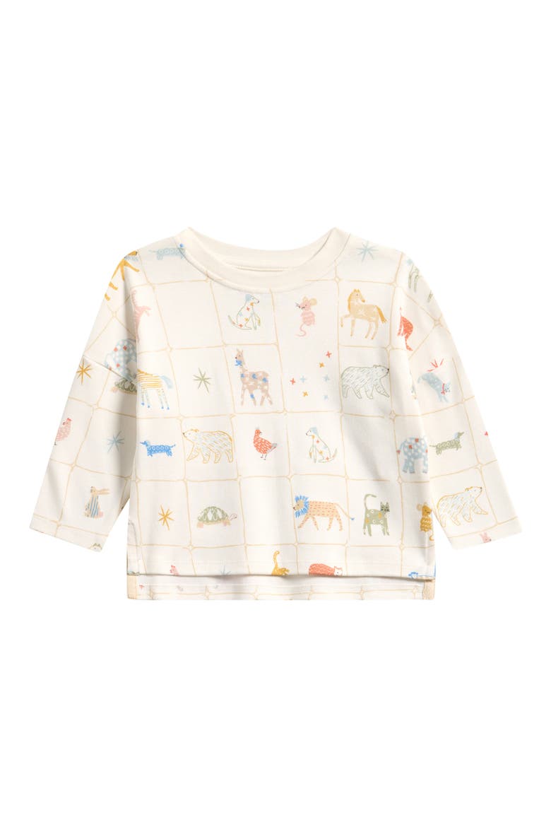 Kids' Drop Shoulder Organic Cotton Graphic T-Shirt, Main, color, ANIMAL SHUFFLE