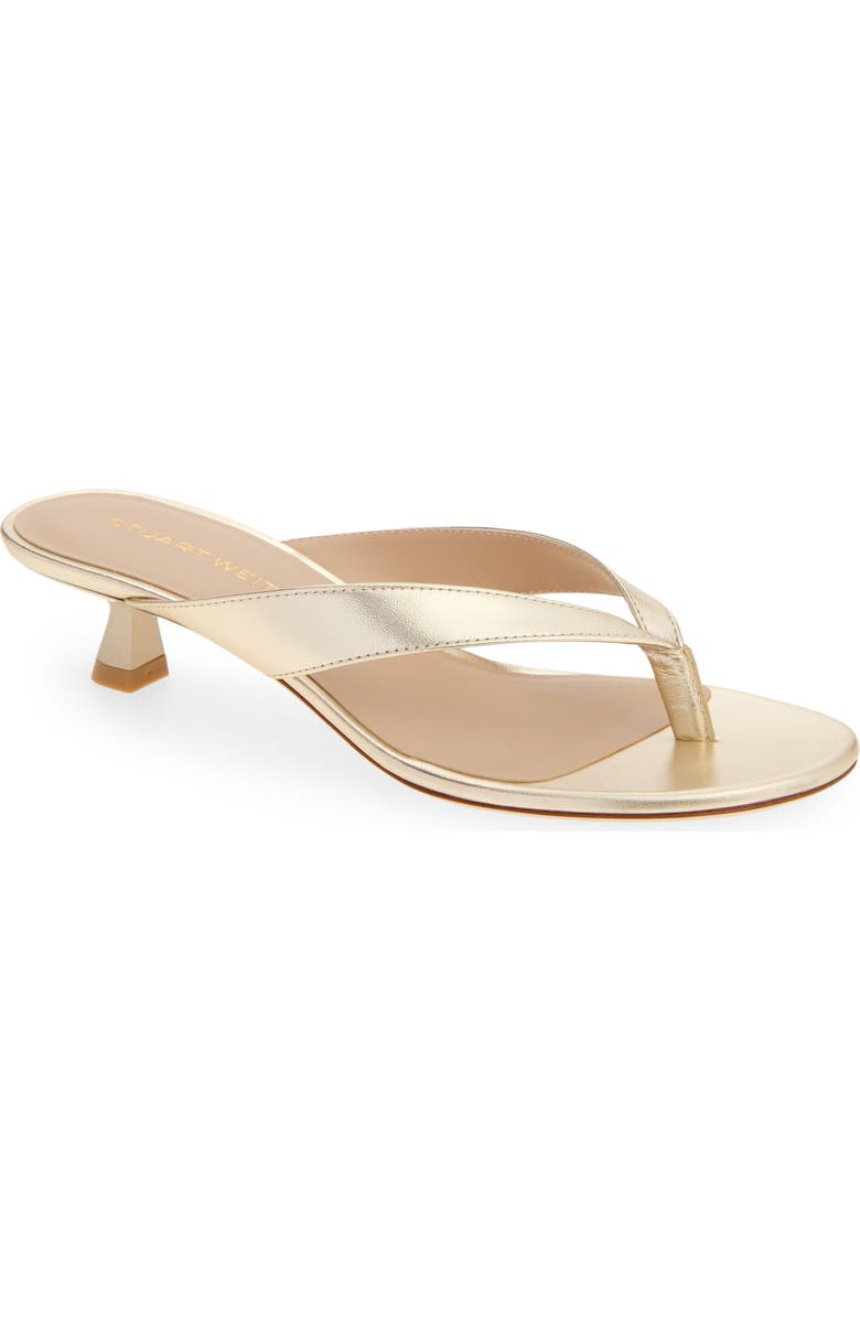 Stuart Weitzman Rio Kitten Heel Sandal, Main, color, Light Gold