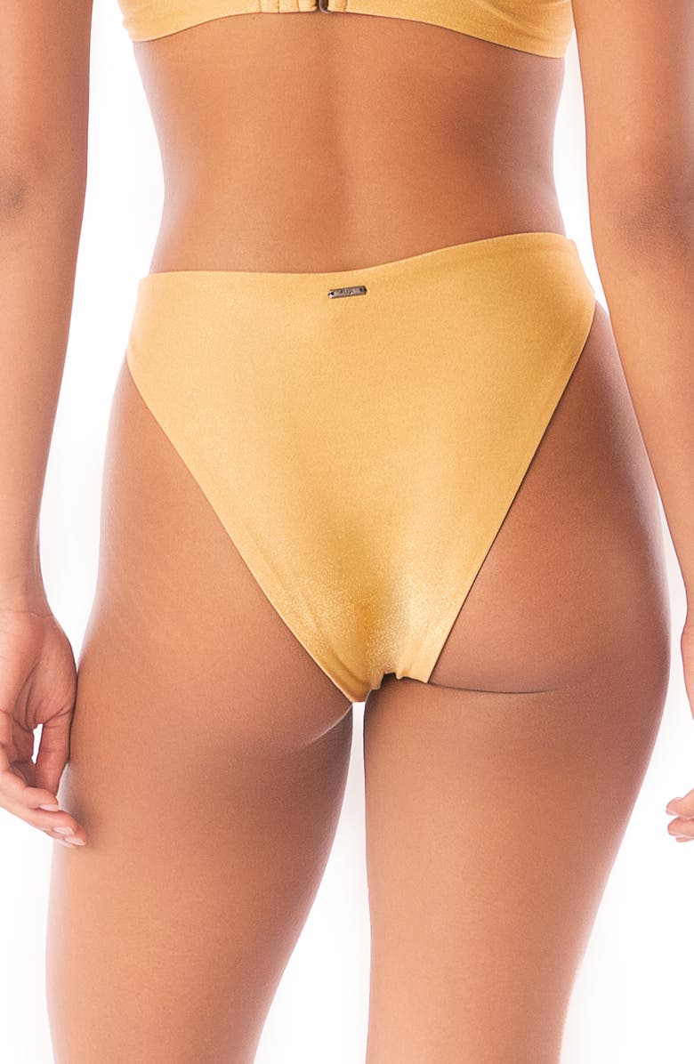 Maaji Creamy Gold Delphi Reversible High Waist Bikini Bottoms, Alternate, color, 