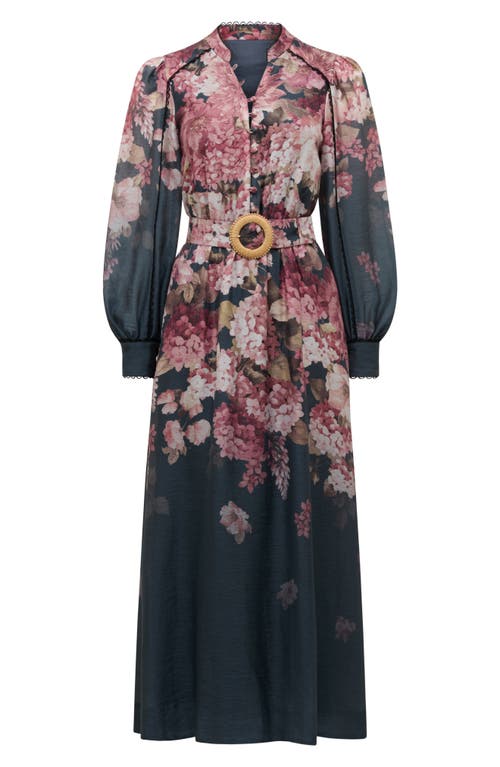 Ever New Peyton Belted Long Sleeve Button Front Maxi Dress In Black