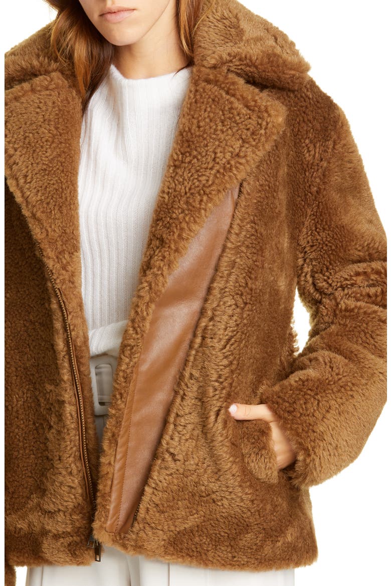 Genuine Shearling & Leather Bomber Jacket, Alternate, color, CANYON