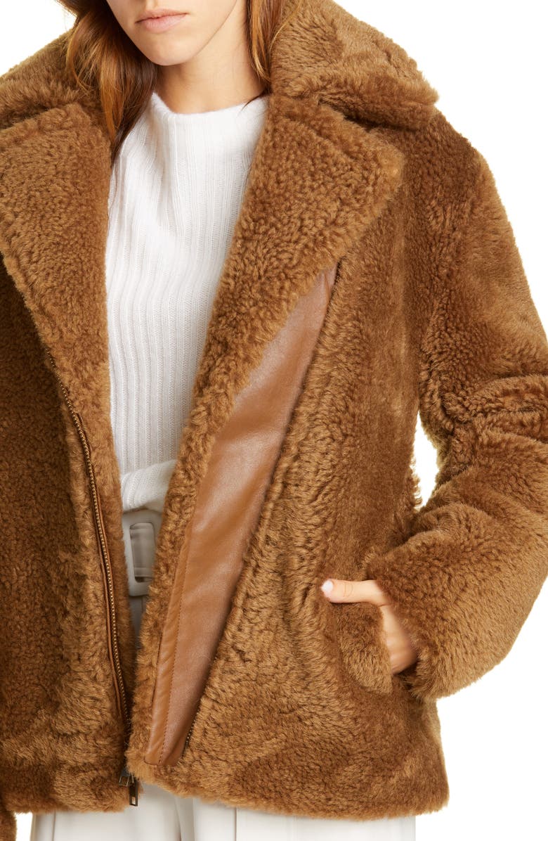 Vince Genuine Shearling & Leather Bomber Jacket, Alternate, color,